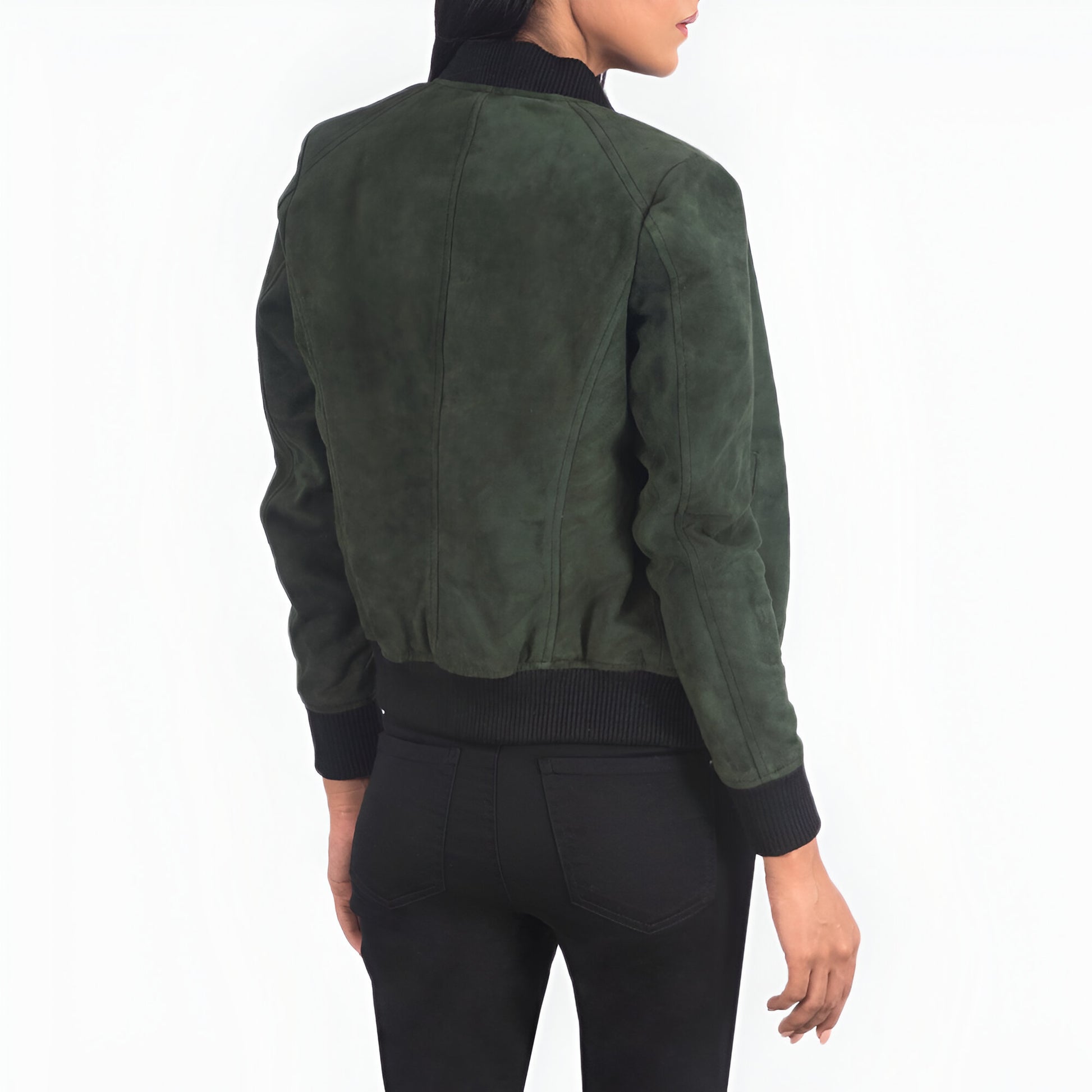 Scarlett Green Suede Women Bomber Jacket