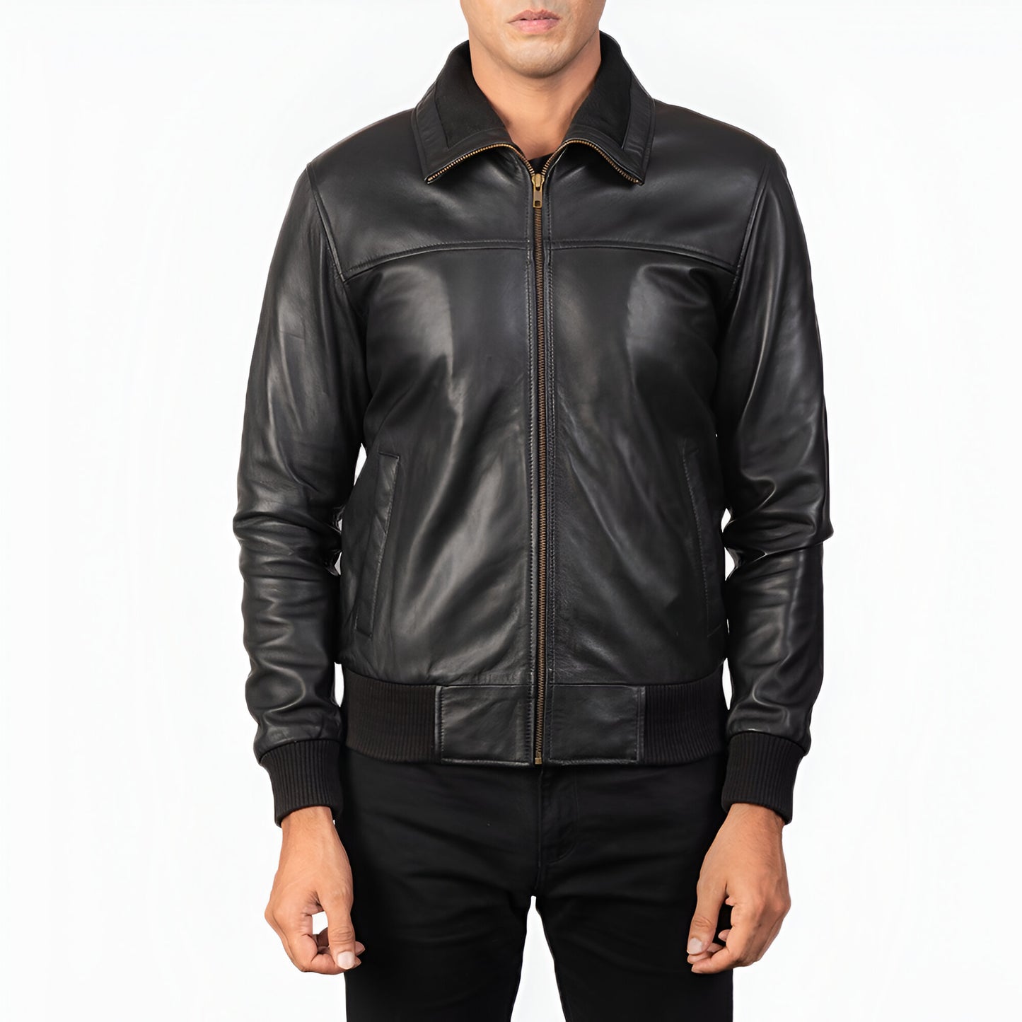 Dicks Genuine Black Leather Bomber Jacket