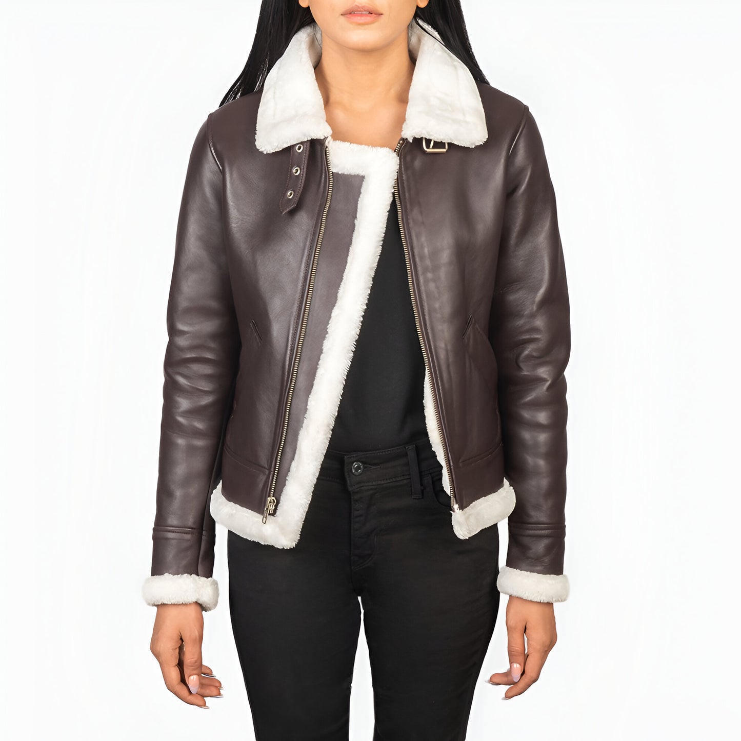 Jennifer B-3 Maroon Leather Bomber Jacket