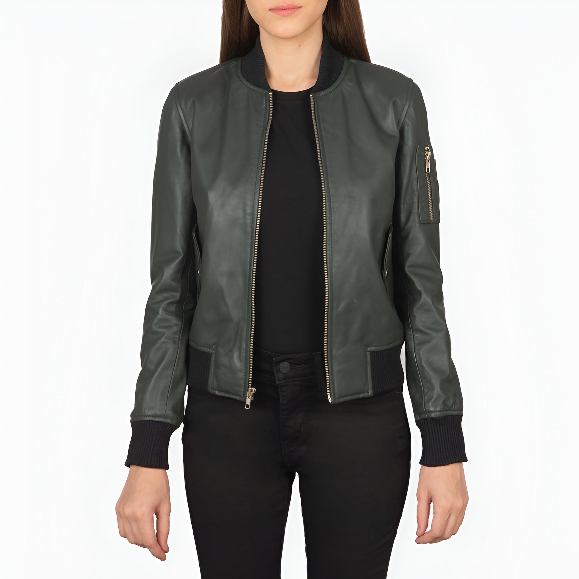 Reese Ma-1 Green Leather Bomber Jacket