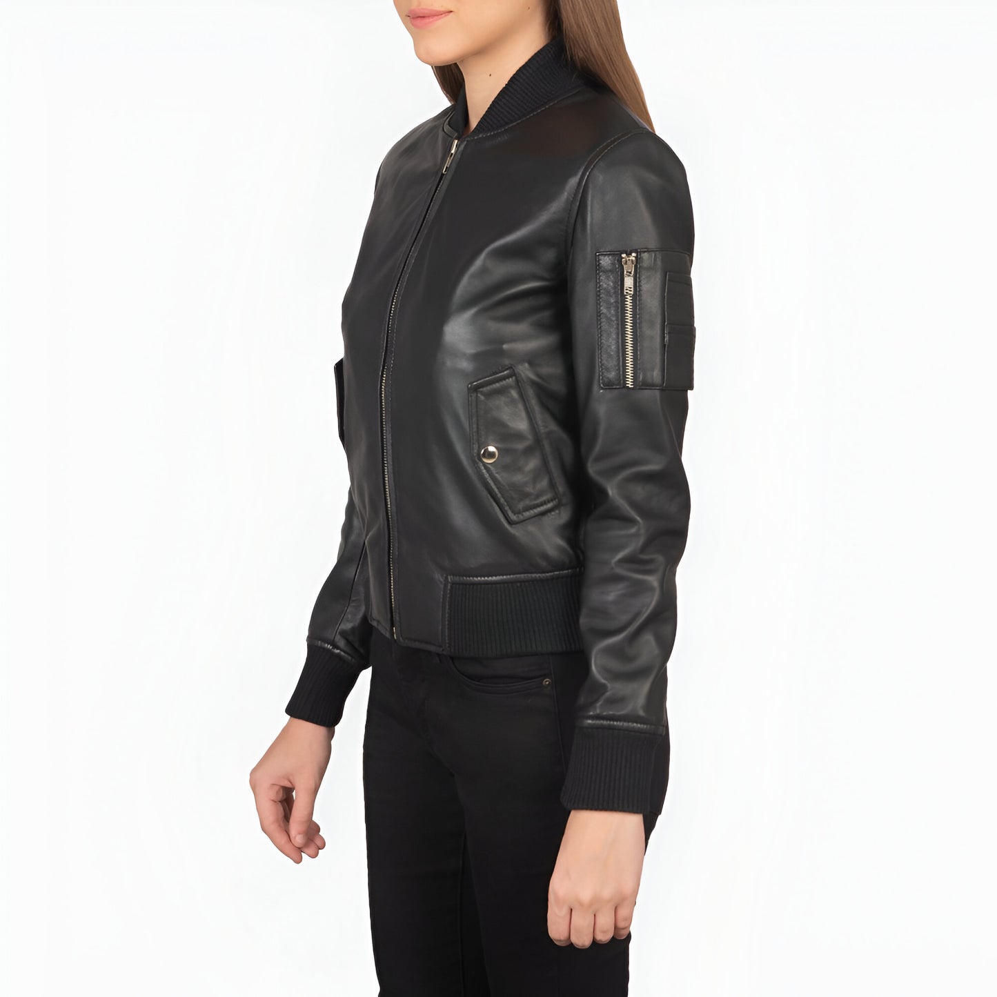 Reese Ma-1 Black Leather Bomber Jacket