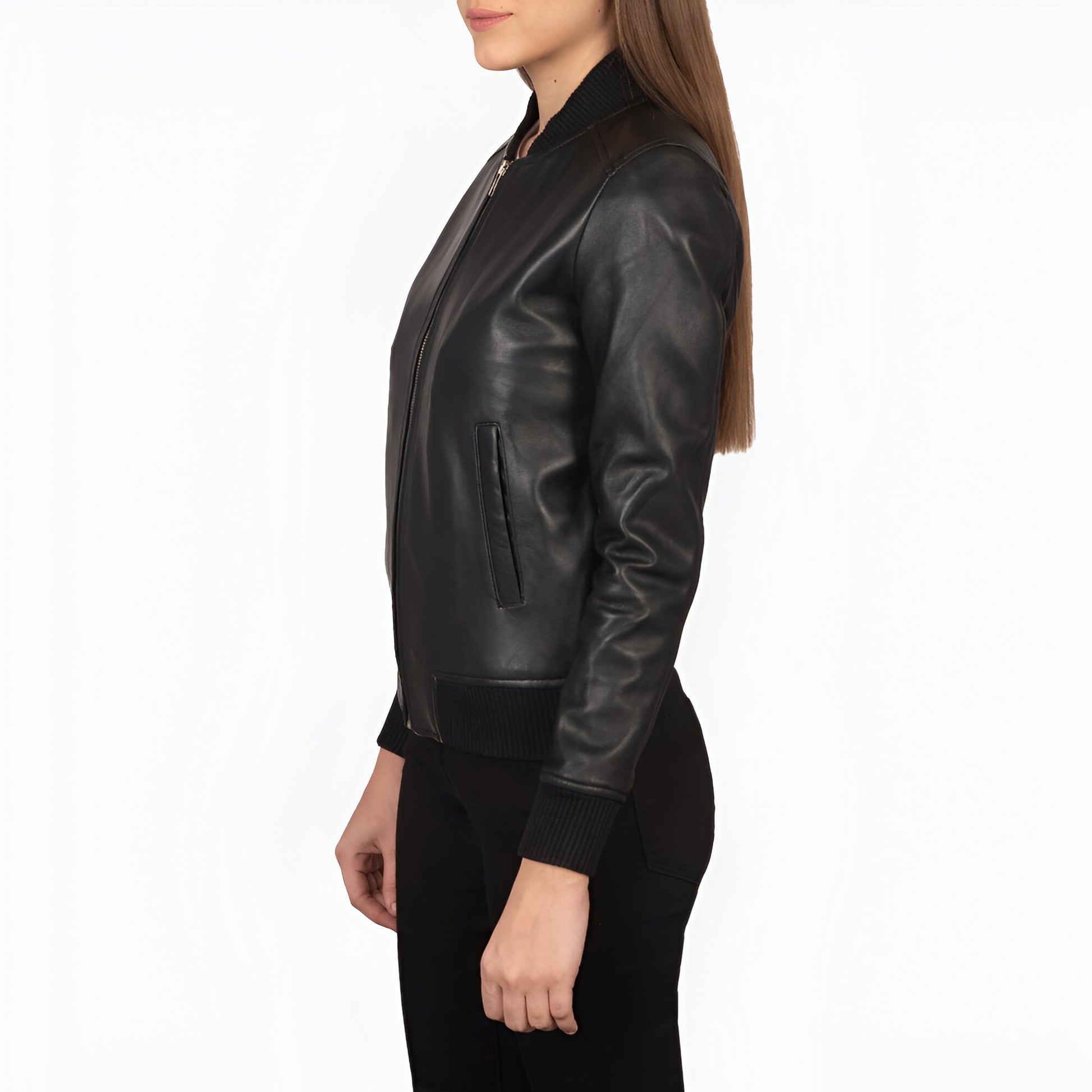 Scarlett Black Leather Bomber Jacket