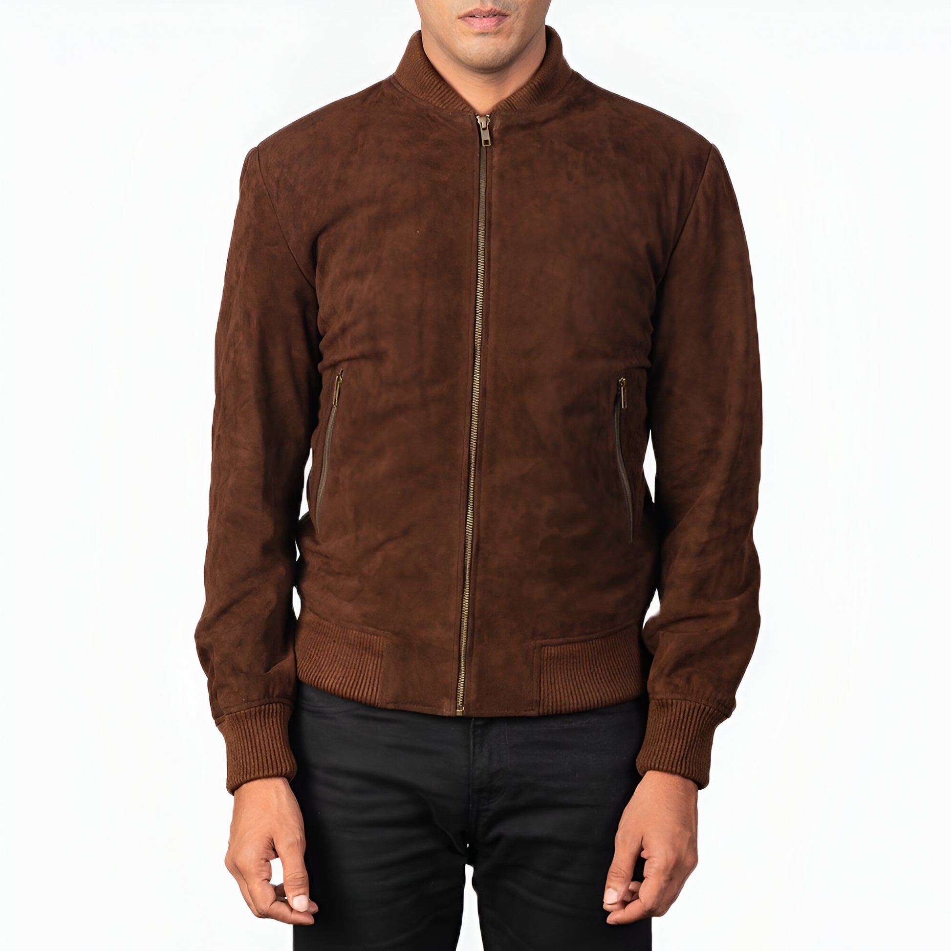 Tom Brown Suede Leather Bomber Jacket