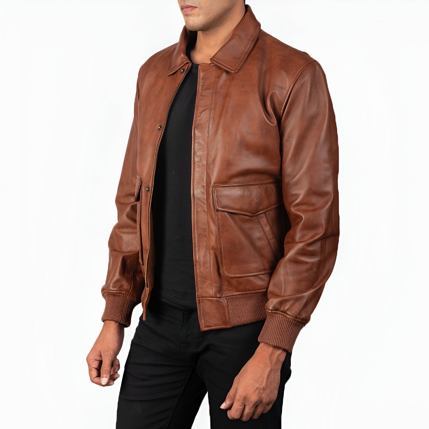 Denzel Brown A2 Bomber Leather Jacket