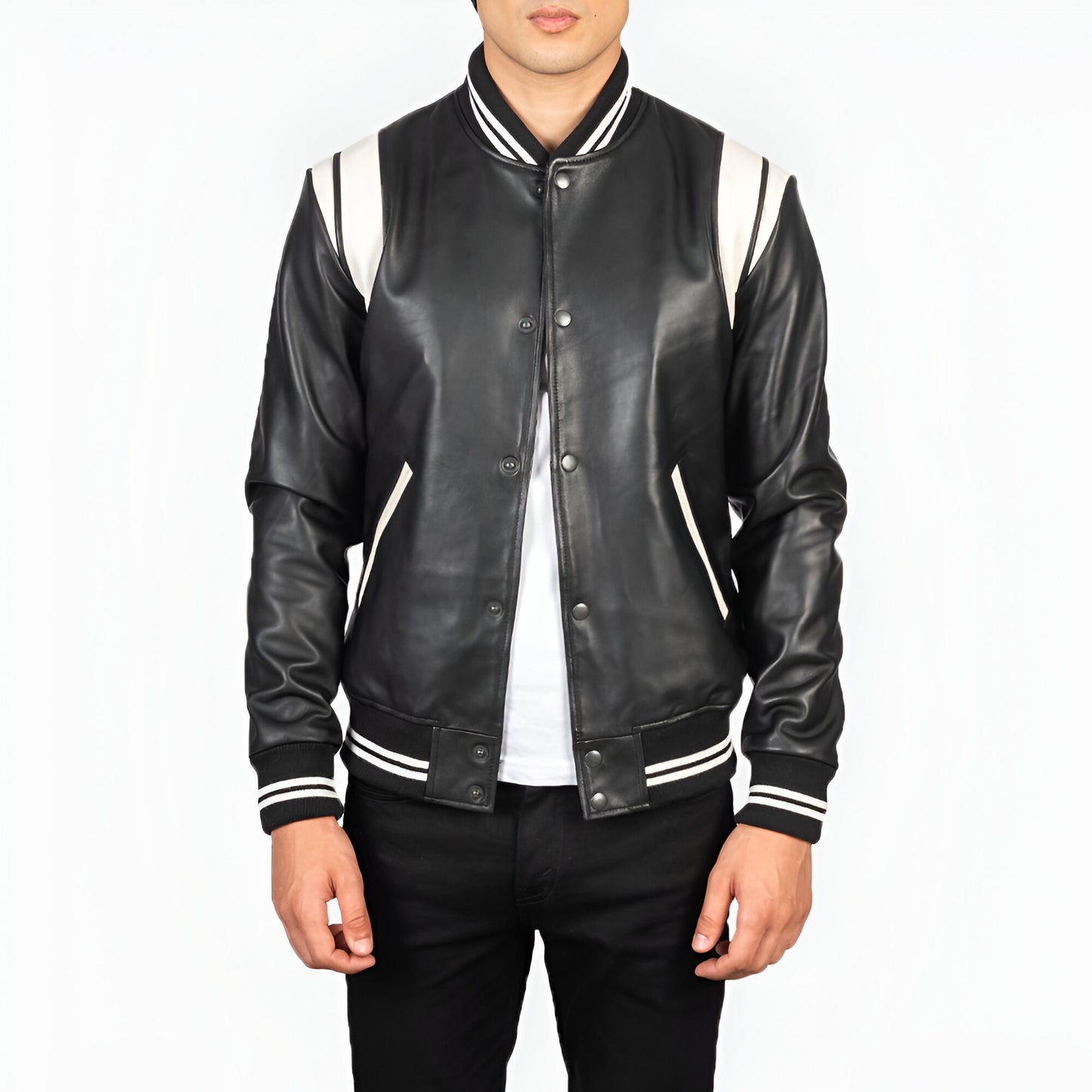 Jackie Robinson Black Leather Varsity Jacket