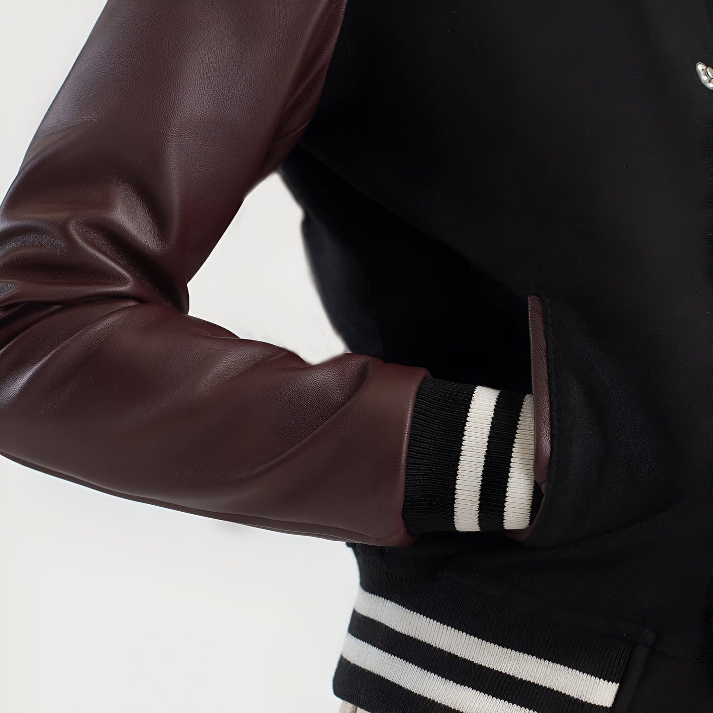 Julie Maroon Hybrid Varsity Jacket