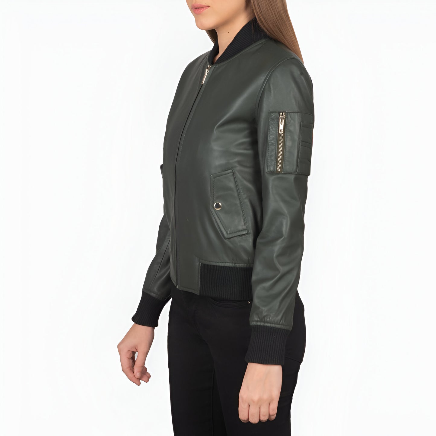 Reese Ma-1 Green Leather Bomber Jacket