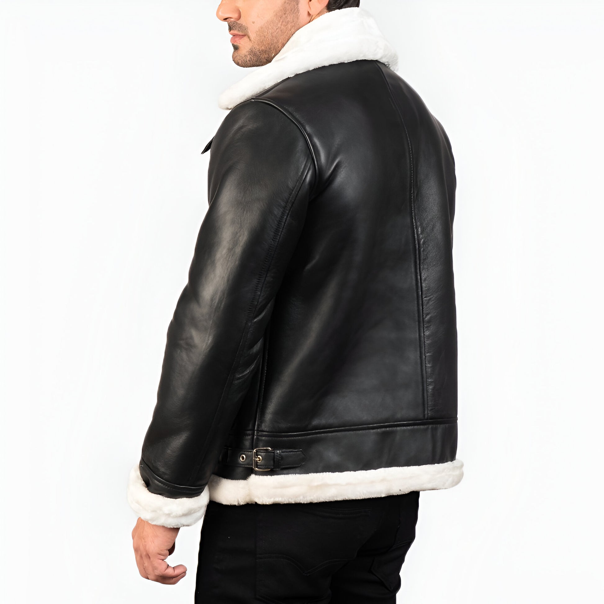 Maltons B-3 Black & White Leather Bomber Jacket